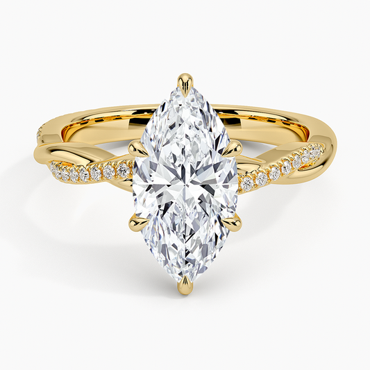 Marquise Cut Diamond Twisted Pave Band Ring - Prime & Pure