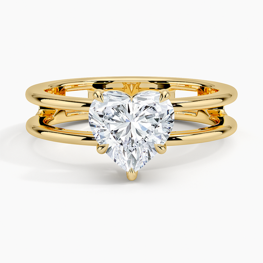 Heart Cut Diamond Double Band Solitaire Ring - Prime & Pure