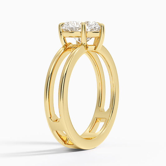 Heart Cut Diamond Double Band Solitaire Ring - Prime & Pure