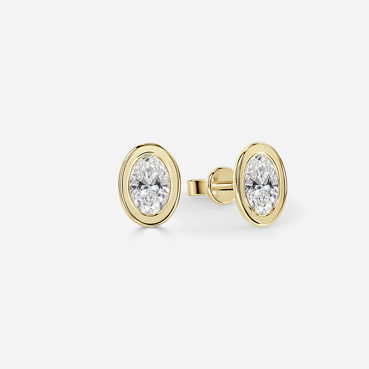 Bezel Set Oval Diamond Stud Earrings - Prime & Pure
