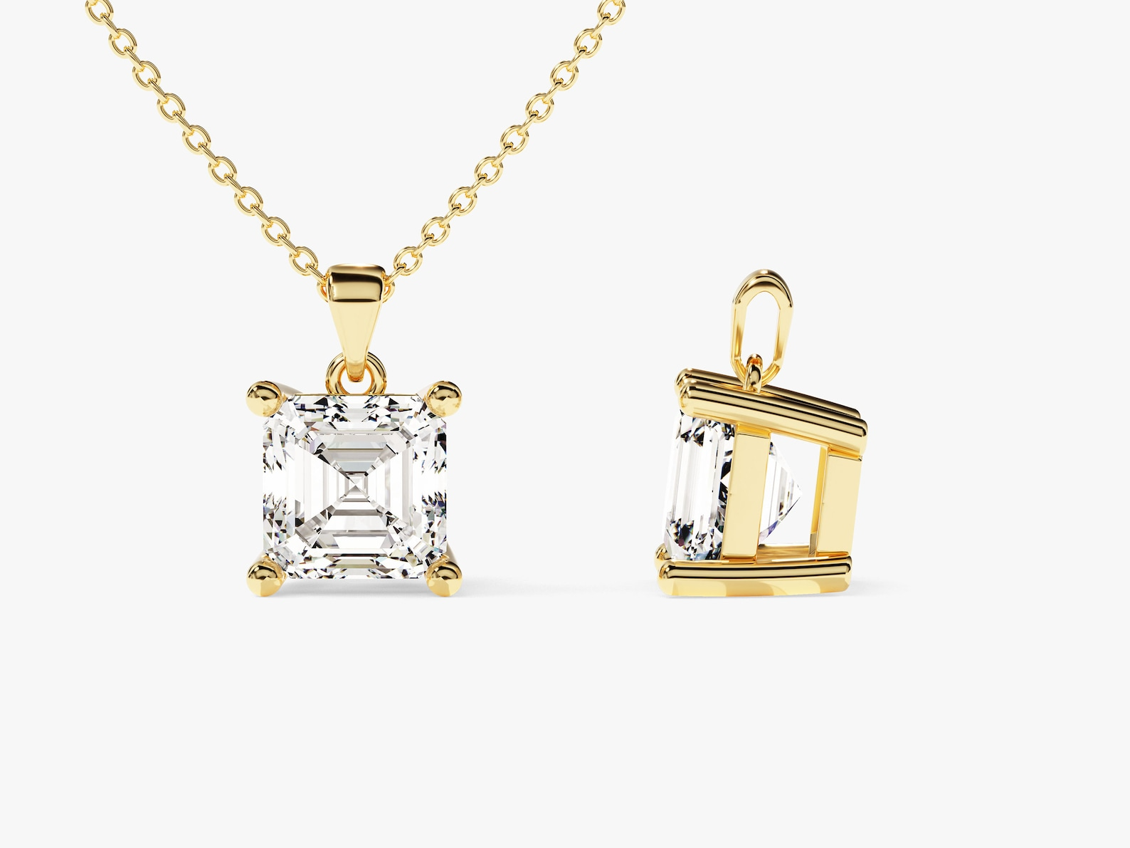 Asscher Cut Diamond Solitaire Pendant - Prime & Pure