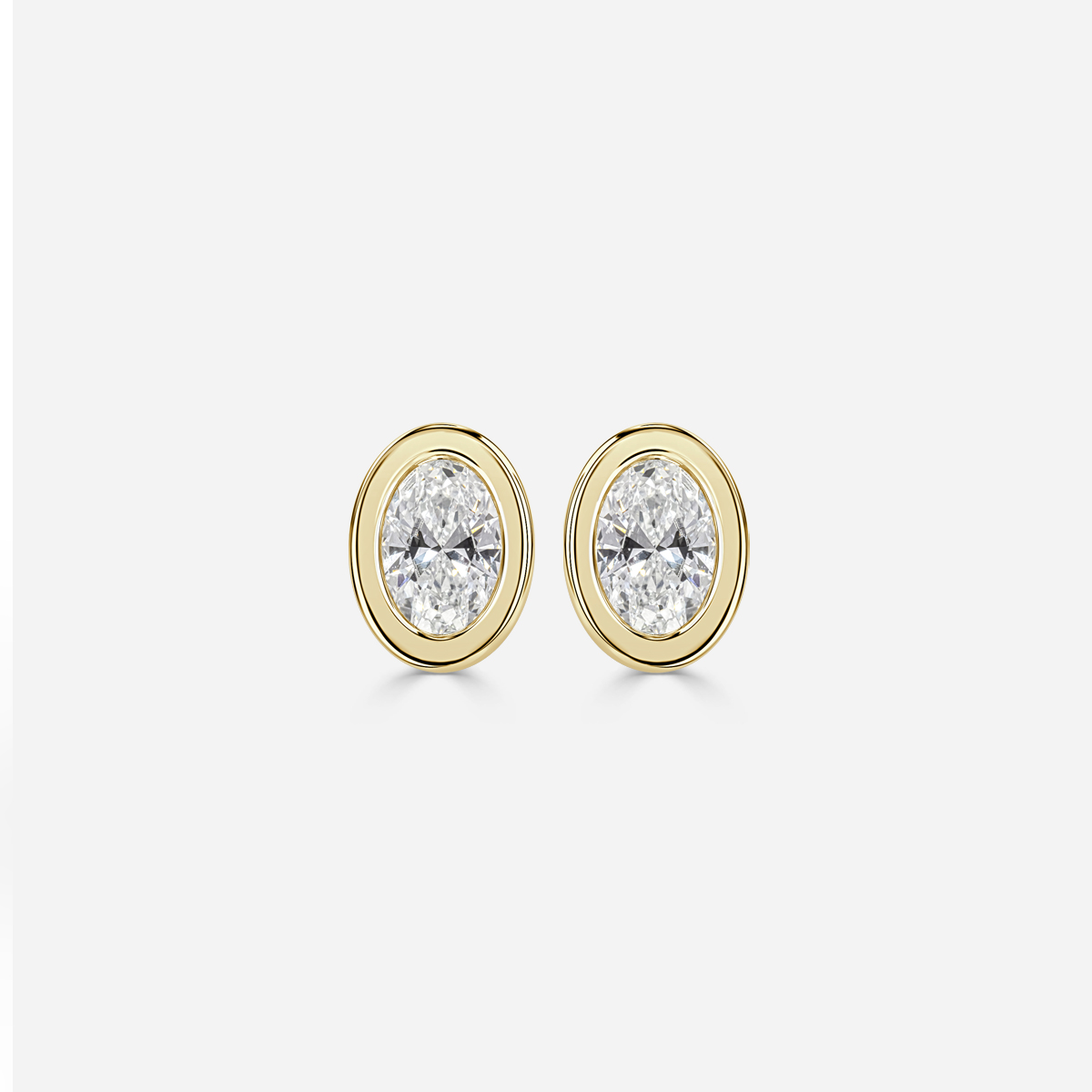 Bezel Set Oval Diamond Stud Earrings - Prime & Pure