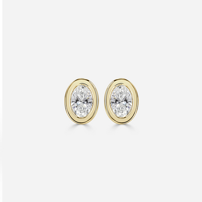 Bezel Set Oval Diamond Stud Earrings - Prime & Pure