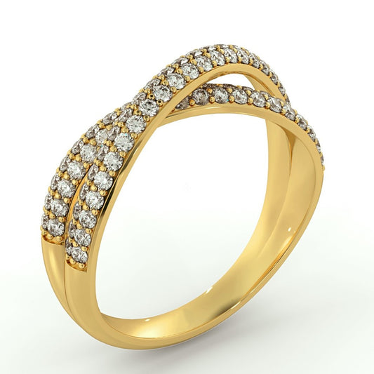 Double wide Crossover Round cut Diamond Eternity Ring - Prime & Pure