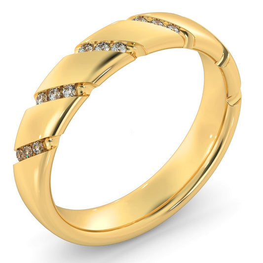 Diagonal set Round cut Diamond Wedding Band - Prime & Pure