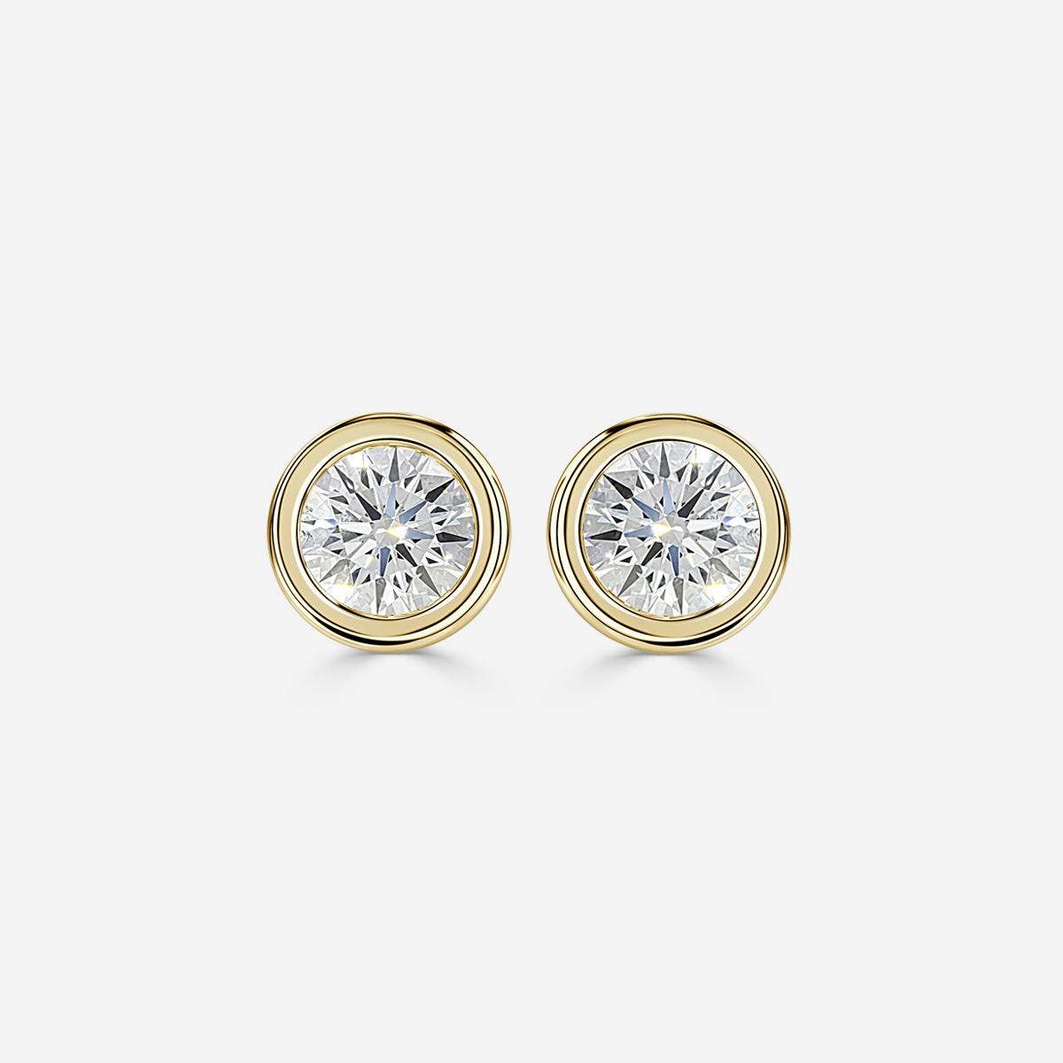 Bezel set Round Diamond Stud Earrings - Prime & Pure