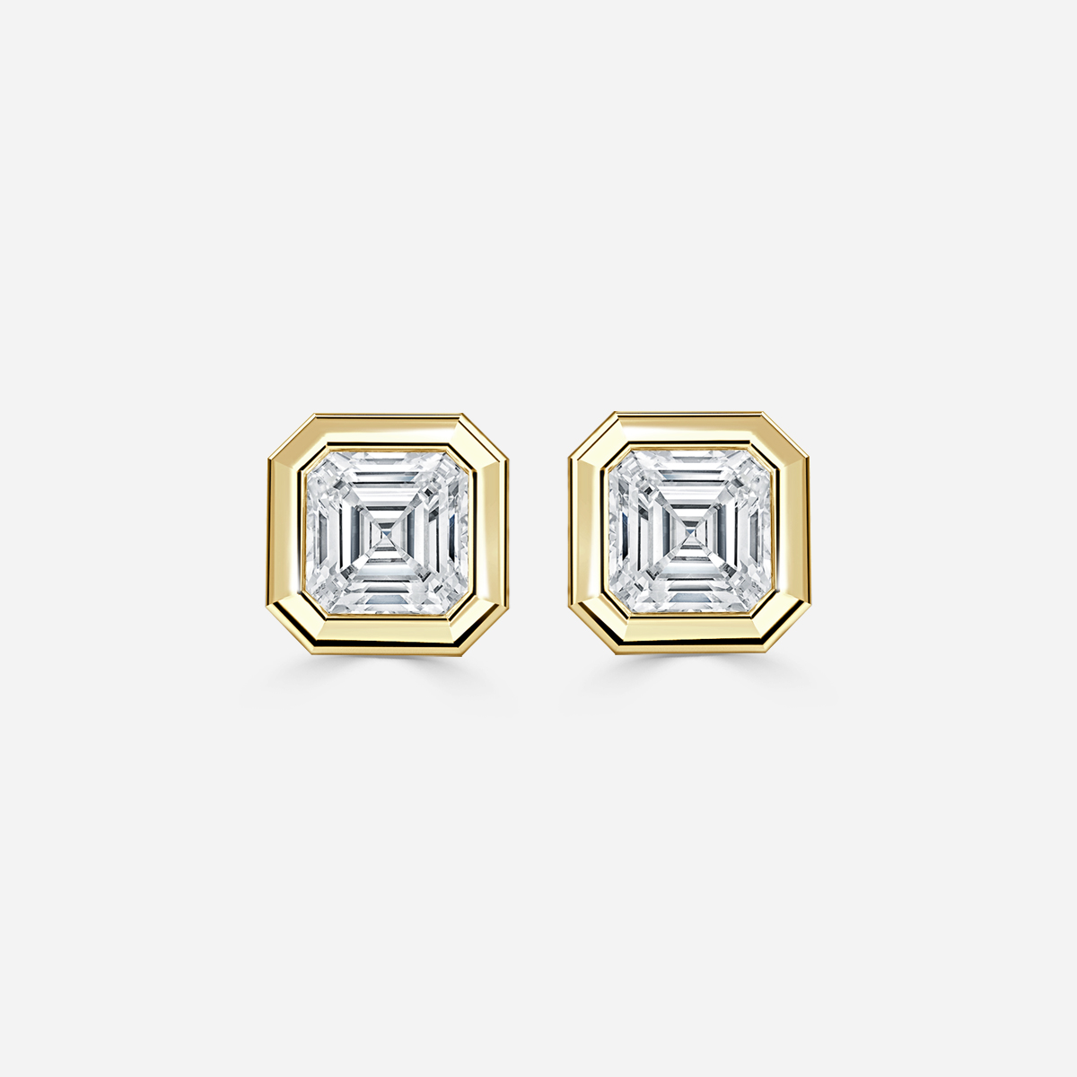 Bezel Set Asscher Diamond Stud Earrings - Prime & Pure