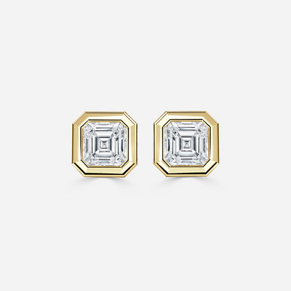 Bezel Set Asscher Diamond Stud Earrings - Prime & Pure