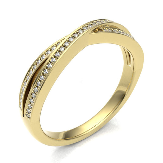 Double Cross Over Diamond Wedding Band - Prime & Pure