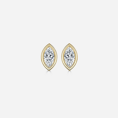 Bezel Set Marquise Diamond Stud Earrings - Prime & Pure