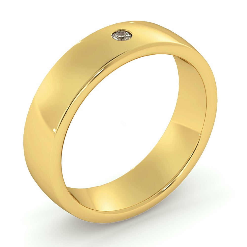 Court Profiled Round cut Flush Diamond set Wedding Ring - Prime & Pure