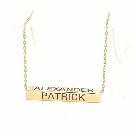 Horizontal 4 Sided Bar Gold Necklace - Prime & Pure