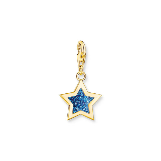 THOMAS SABO Yellow-Gold Plated Star Charm With Dark Blue Glitter - Prime & Pure