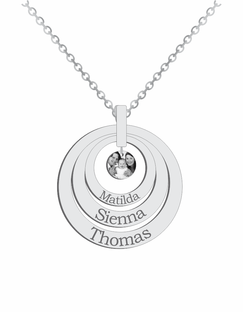 Engraved three name discs Pendant With Picture - Prime & Pure