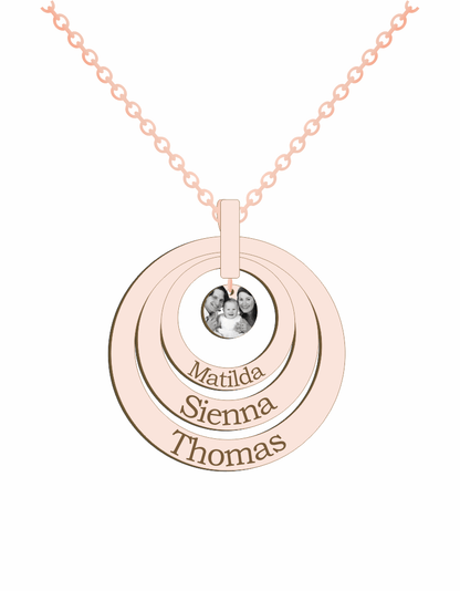 Engraved three name discs Pendant With Picture - Prime & Pure