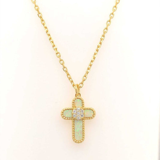 White Stone Gold Plated Cross - Prime & Pure