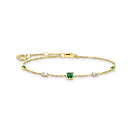 THOMAS SABO Bracelet with green and white stones gold - Prime & Pure