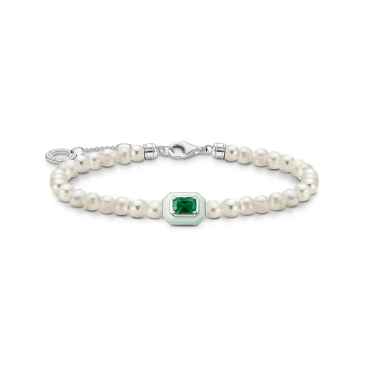THOMAS SABO Bracelet Pearls With Green Stone - Prime & Pure