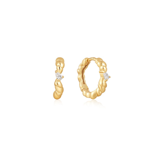 Ania Haie Gold Twisted Wave Huggie Hoop Earrings - Prime & Pure