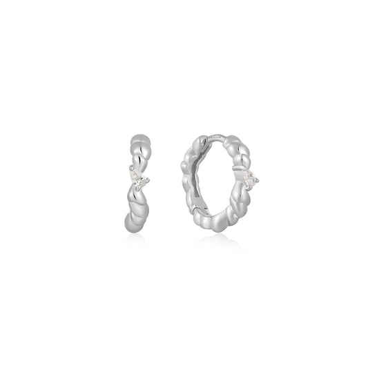 Ania Haie Silver Twisted Wave Huggie Hoop Earrings - Prime & Pure