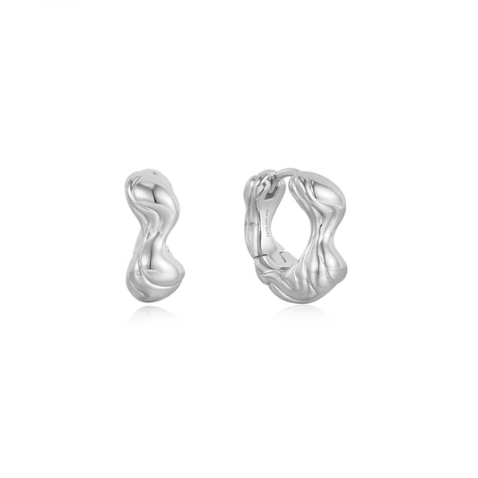 Ania Haie Silver Twisted Wave Thick Hoop Earrings - Prime & Pure