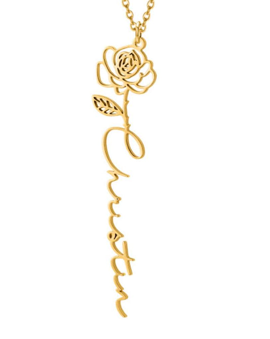 Birth Flower Name Necklace - Prime & Pure