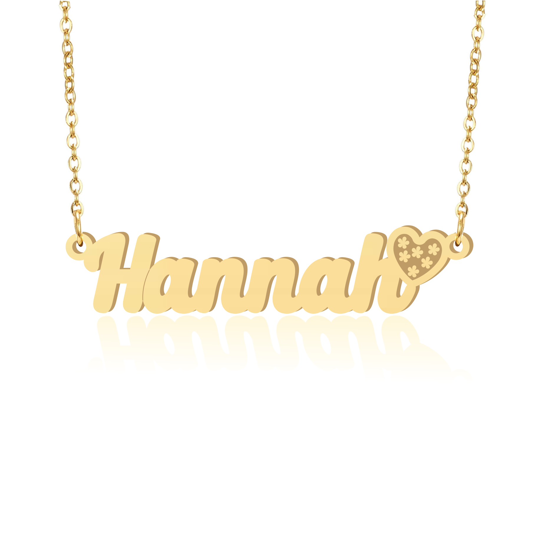 Prime Pure 9K Yellow Gold Name Necklace Hannah with Heart
