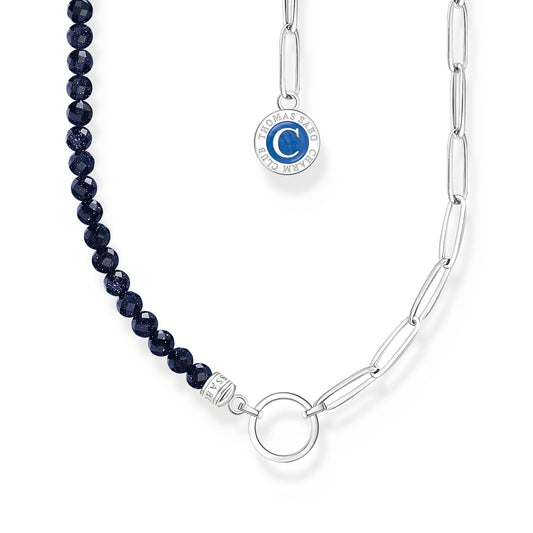 THOMAS SABO Silver Charm Necklace With Beads In Dark Blue - Prime & Pure