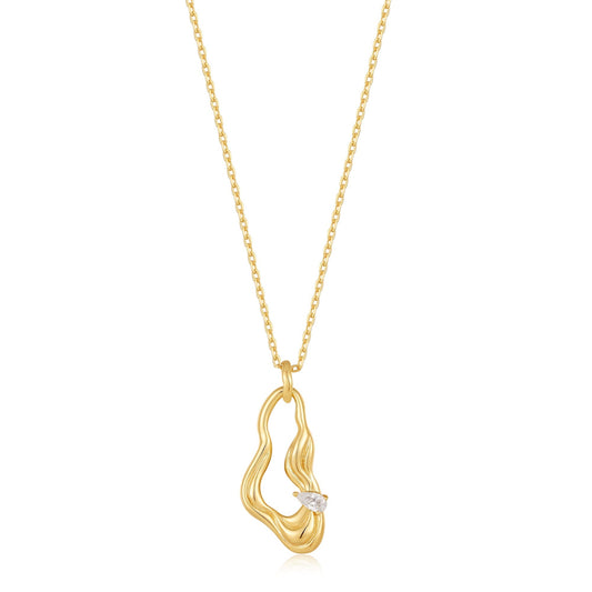 Ania Haie Gold Twisted Wave Drop Pendant Necklace - Prime & Pure