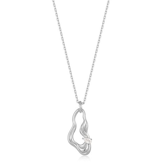 Ania Haie Silver Twisted Wave Drop Pendant Necklace - Prime & Pure