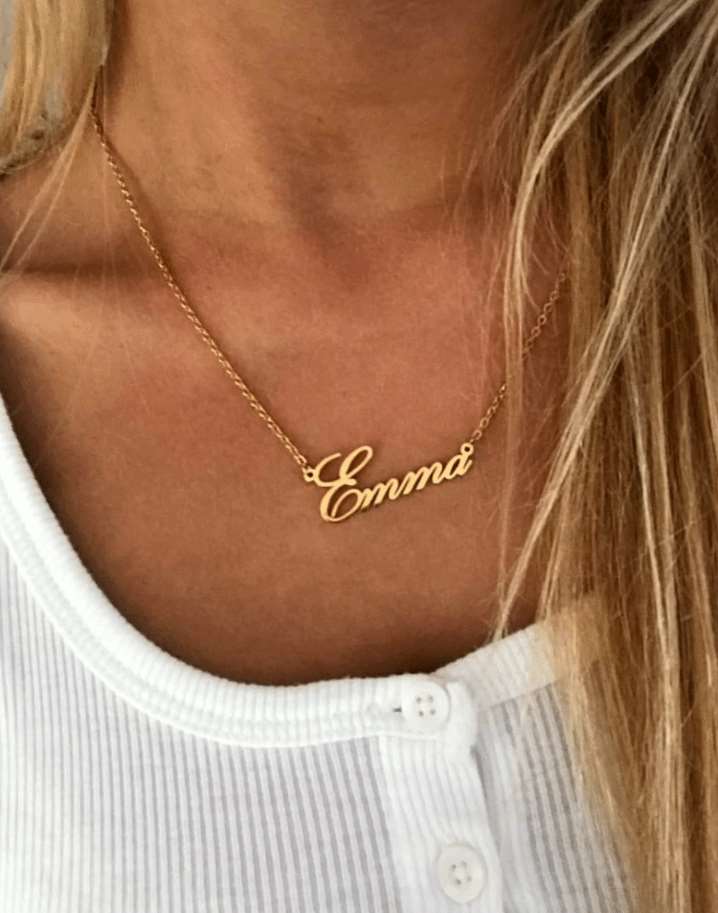 22k gold name top necklace