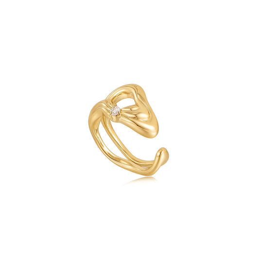 Ania Haie Gold Twisted Wave Wide Adjustable Ring - Prime & Pure