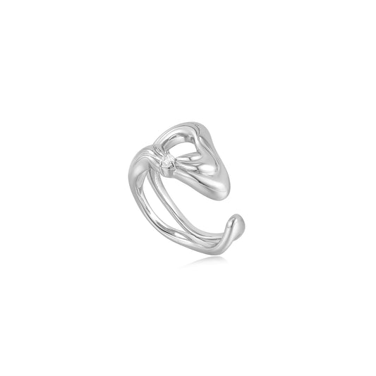 Ania Haie Silver Twisted Wave Wide Adjustable Ring - Prime & Pure
