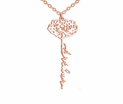 Birth Flower Name Necklace - Prime & Pure