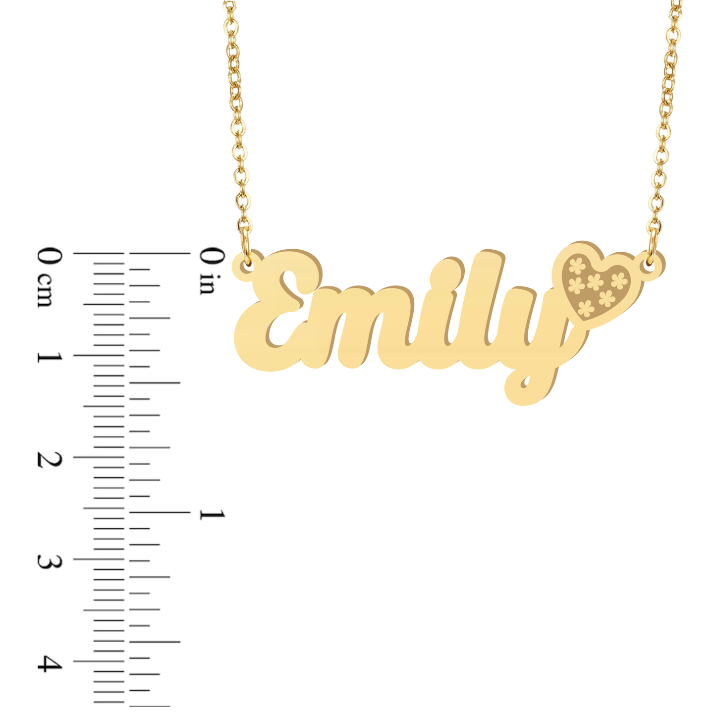 Prime Pure 9K Yellow Gold Name Necklace Emily with Heart