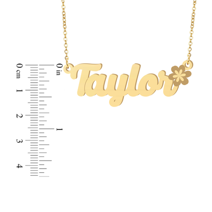 Prime Pure 9K Yellow Gold Name Necklace Taylor with Flower