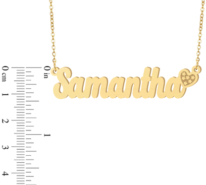 Prime Pure 9K Yellow Gold Name Necklace Samantha with Heart