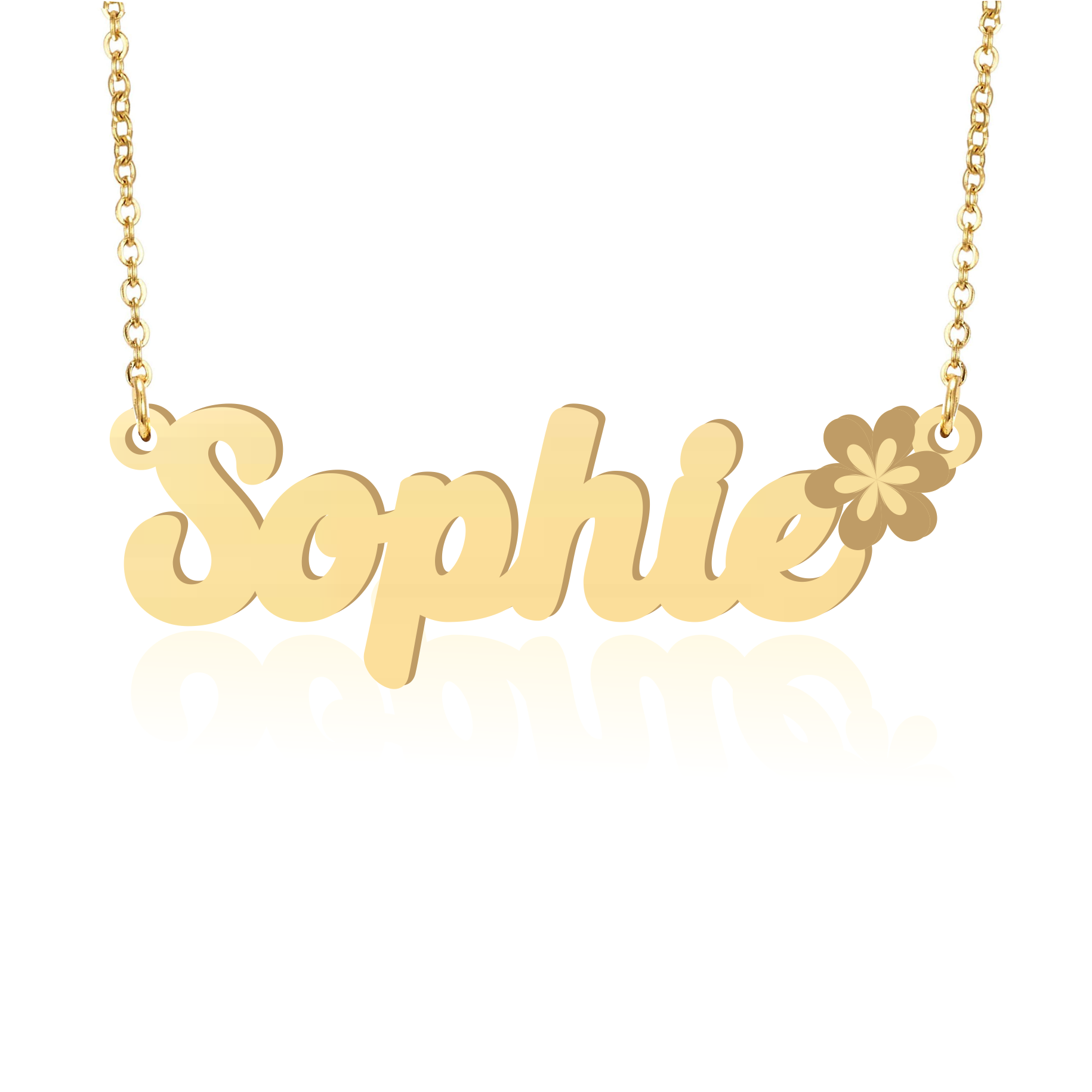 Prime Pure 9K Yellow Gold Name Necklace Sophie with Flower