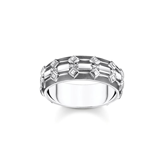 THOMAS SABO Blackenend Wide Band Ring with Crocodile Detailing - Prime & Pure
