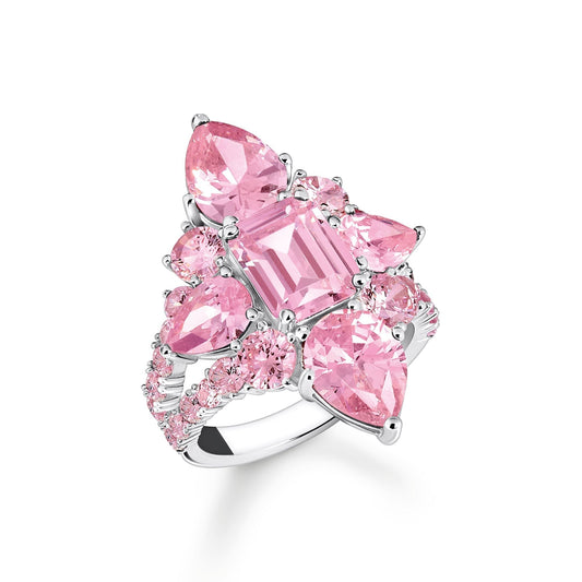 THOMAS SABO Cocktail Ring with Pink Zirconia Stones - Prime & Pure