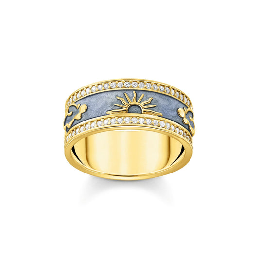 THOMAS SABO Band Ring with Blue Cold Enamel and Cosmic Symbols - Prime & Pure