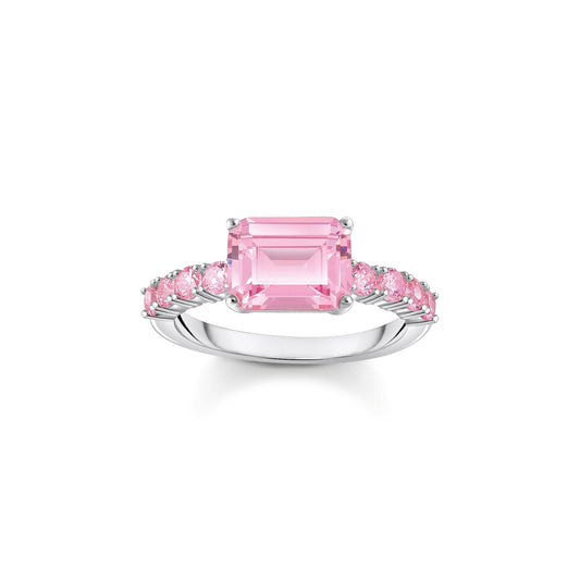 THOMAS SABO Solitaire Ring with Pink Zirconia Stones - Prime & Pure