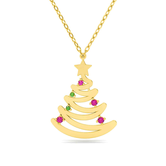 Christmas Tree with gems Necklace - Prime & Pure