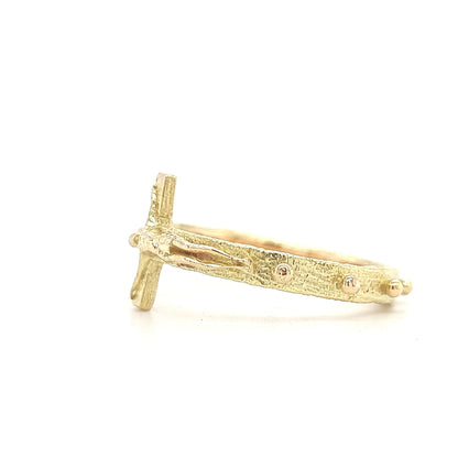 Cross Gold Ring with White Diamond - Prime & Pure