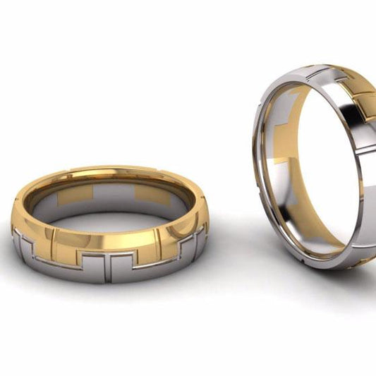 Half Round Key Mens Gold Ring - Prime & Pure