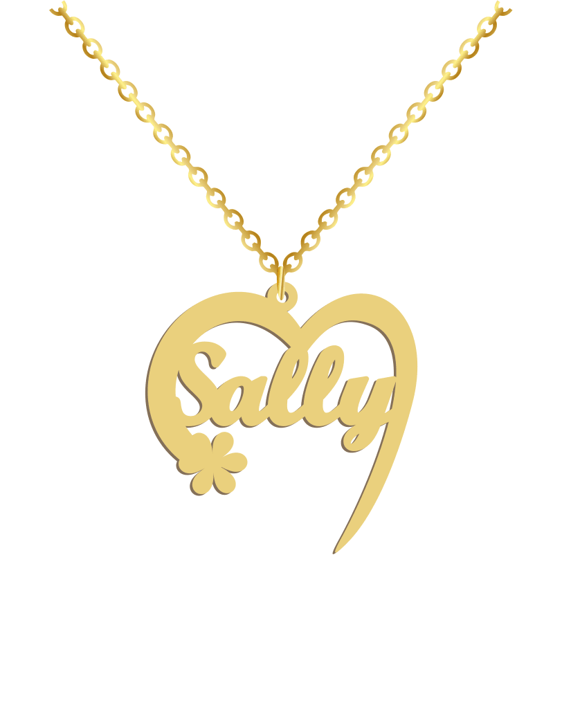 Heart with Flower Name Necklace