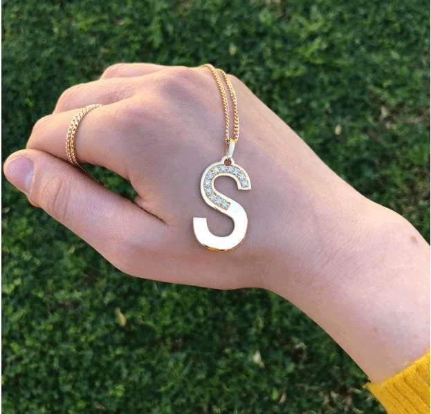 Extra Large Diamond English Letter Pendant