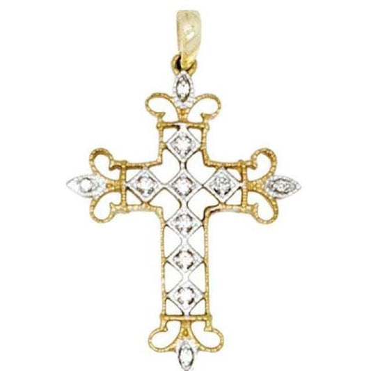 9 Karat Yellow Gold Fancy Diamond Cross - Prime & Pure